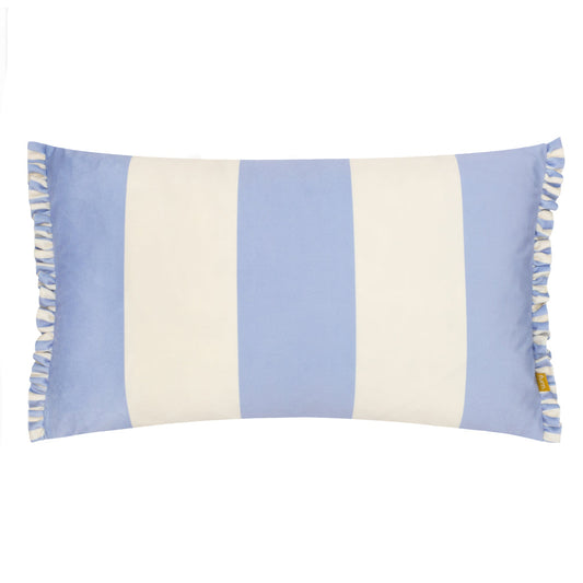 Araya Striped Velvet Cushion Blue