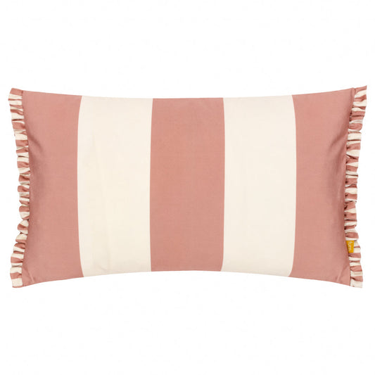 Araya Striped Velvet Cushion Pink
